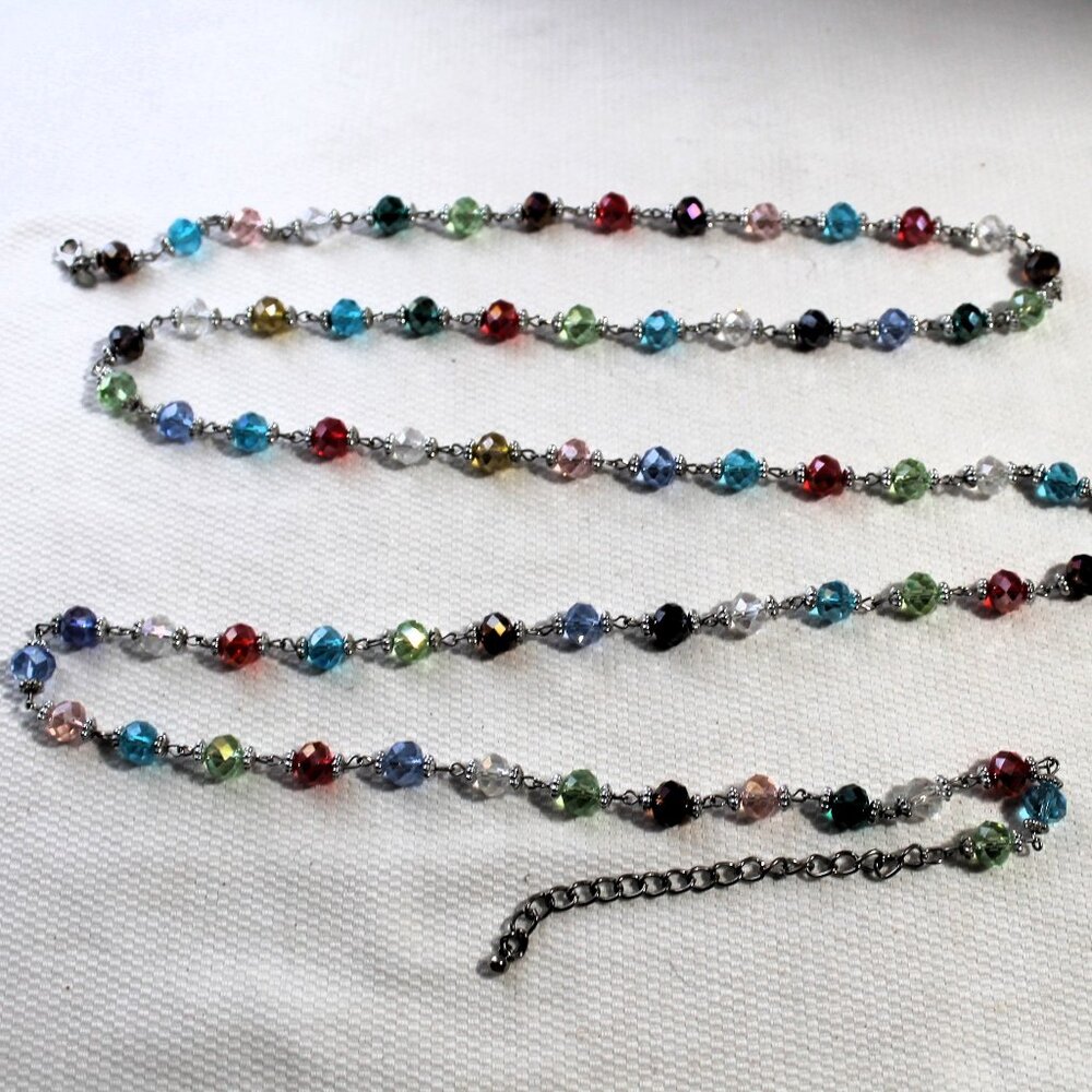 Premier Designs Long Glass Beads Silver Tone Necklace - Picture 1 of 8
